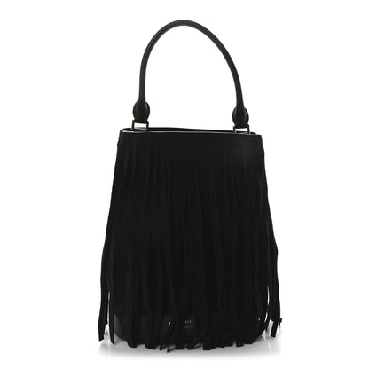 Burberry Prorsum Suede Fringe Bucket Bag Black 1 of 11