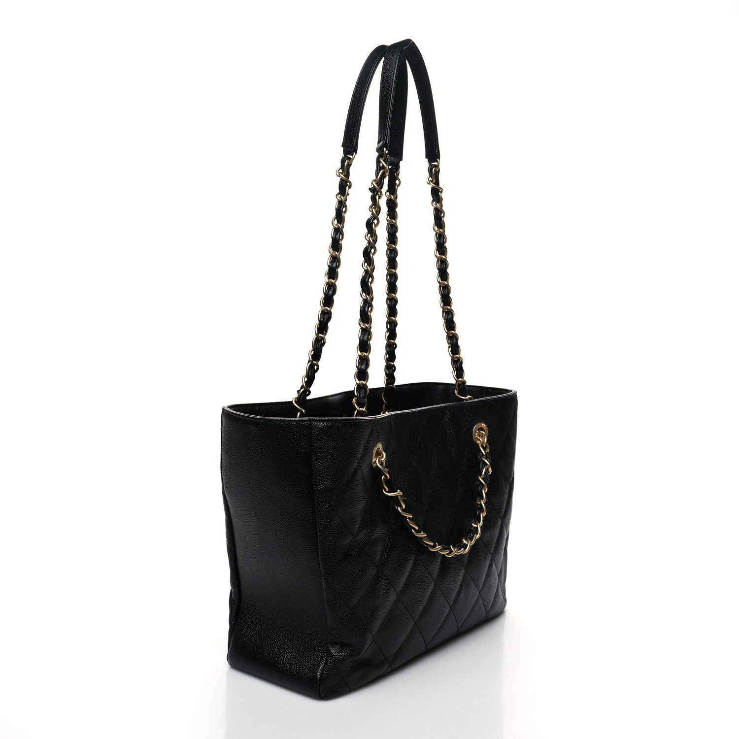 Chanel Caviar Quilted Small Shopping Tote Black 3 of 9