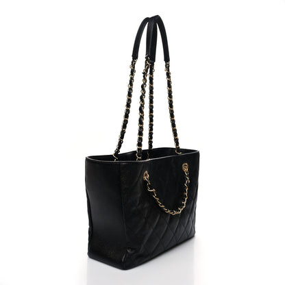 Chanel Caviar Quilted Small Shopping Tote Black 3 of 9
