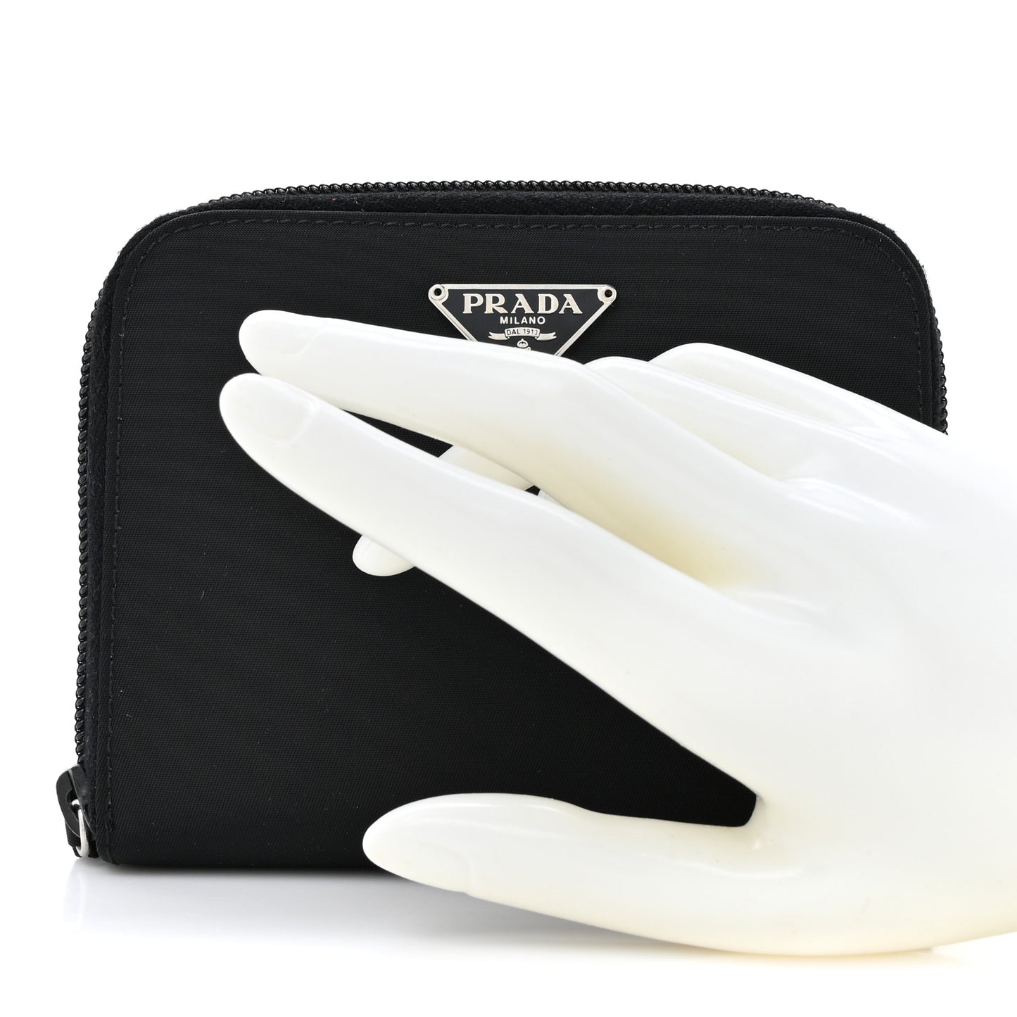 Tessuto Nylon Compact Zip Around Wallet Black