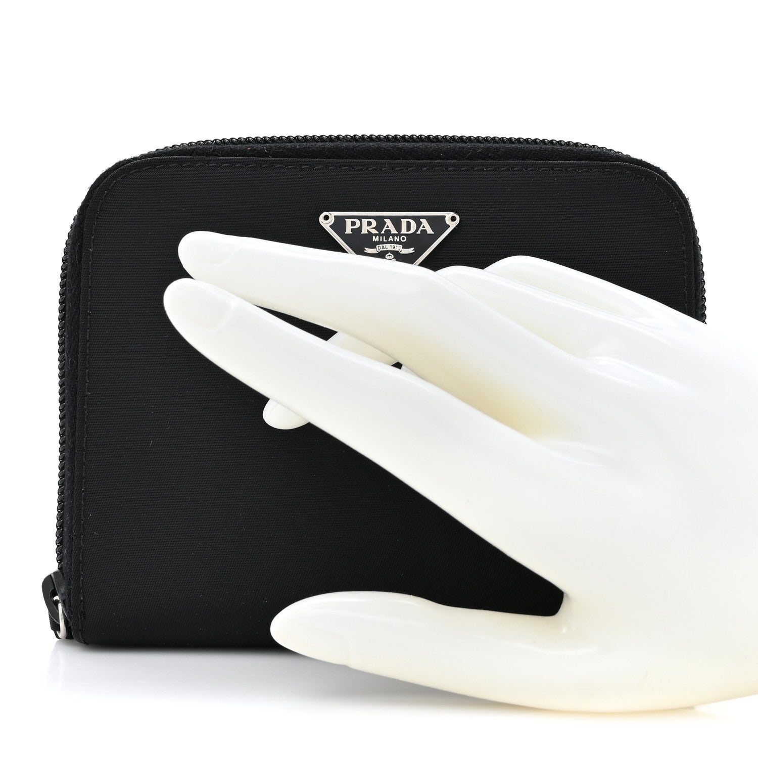 Prada Tessuto Nylon Compact Zip Around Wallet Black 2 of 8