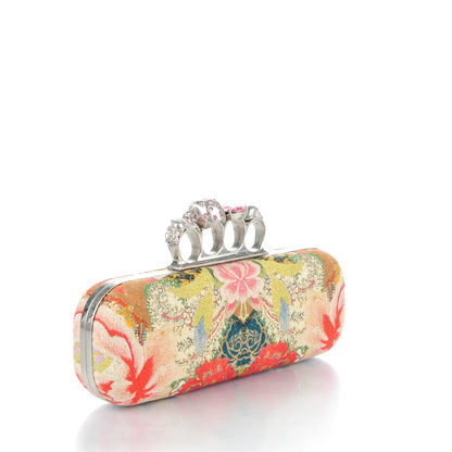 Alexander McQueen Printed Canvas Floral Knuckle Box Clutch Red 3 of 7