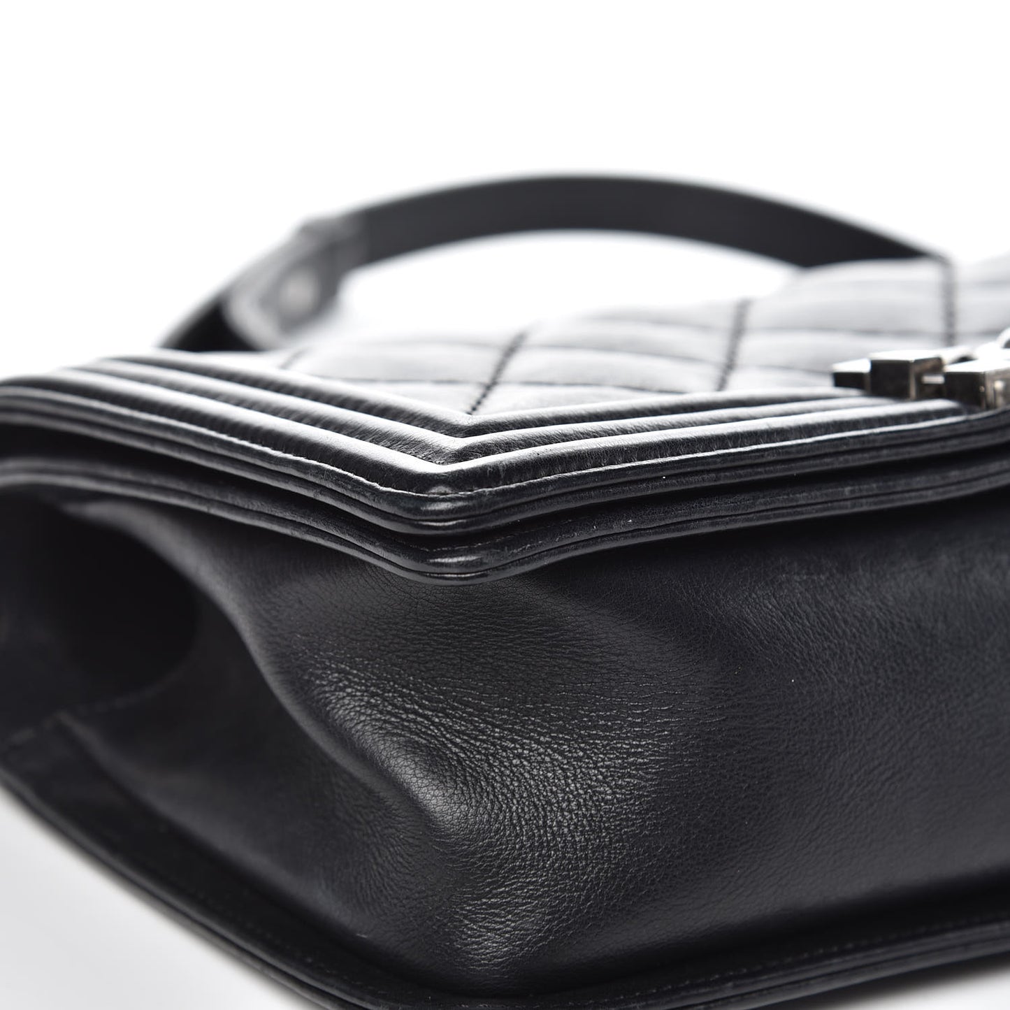 Calfskin Double Stitch Medium Boy Flap Black