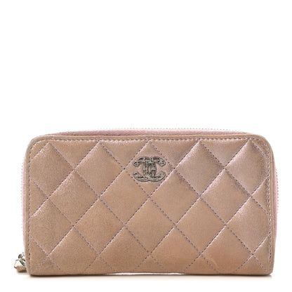 Chanel Metallic Lambskin Quilted Gusset Wallet Pink 1 of 8