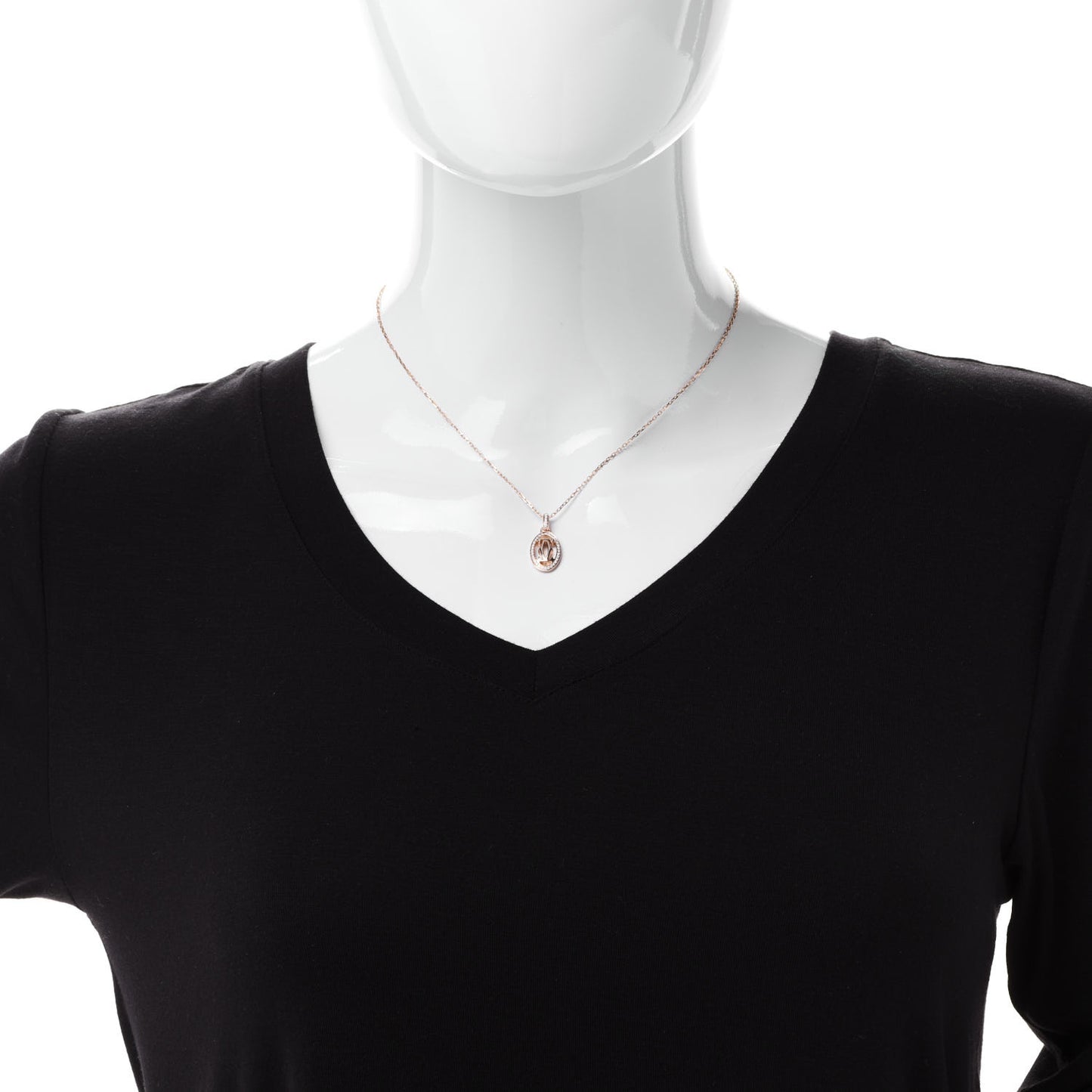 18K Pink Gold Diamond Logo Paved Pendant Necklace