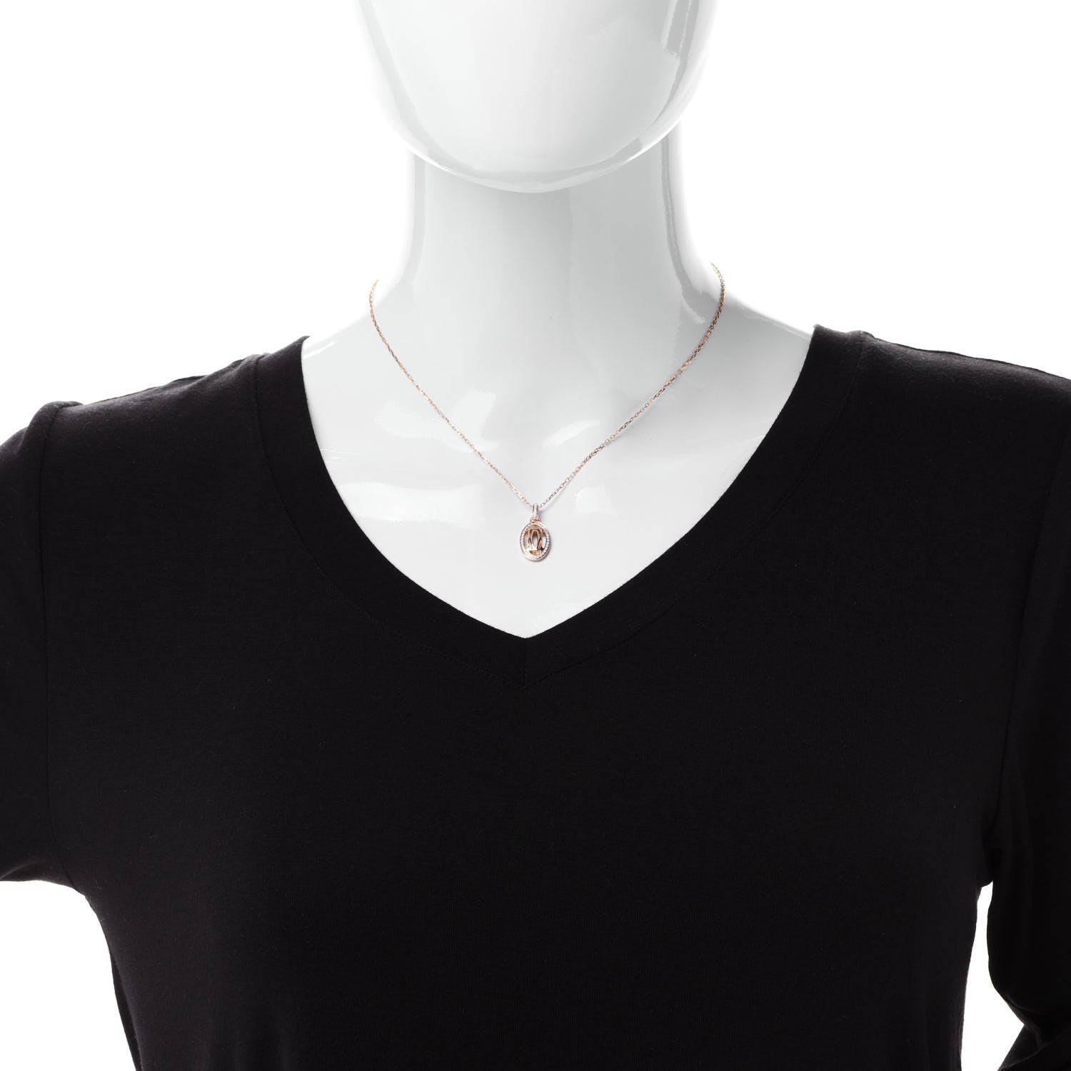 Cartier 18K Pink Gold Diamond Logo Paved Pendant Necklace 2 of 6