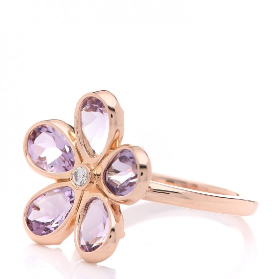 Tiffany 18K Rose Gold Amethyst Diamond Sparklers Flower Ring 54 6.75 4 of 5