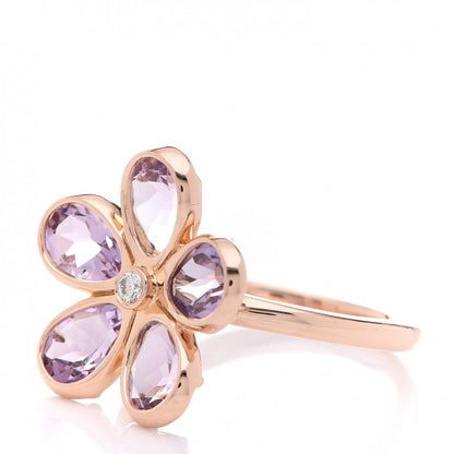 Tiffany 18K Rose Gold Amethyst Diamond Sparklers Flower Ring 54 6.75 4 of 5