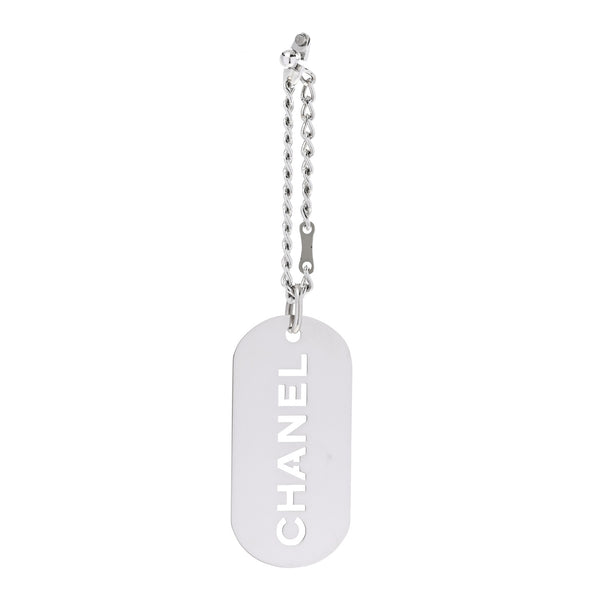 Chanel Metal Logo Dog Tag Key Ring Silver 1830284 – FASHIONPHILE