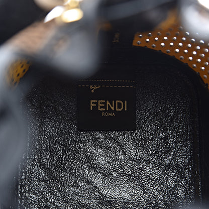 Fendi Vitello Liberty Glossy Lambskin F is Fendi Perforated Mini Mon Tresor Bucket Bag Sand Mimosa Black 7 of 10