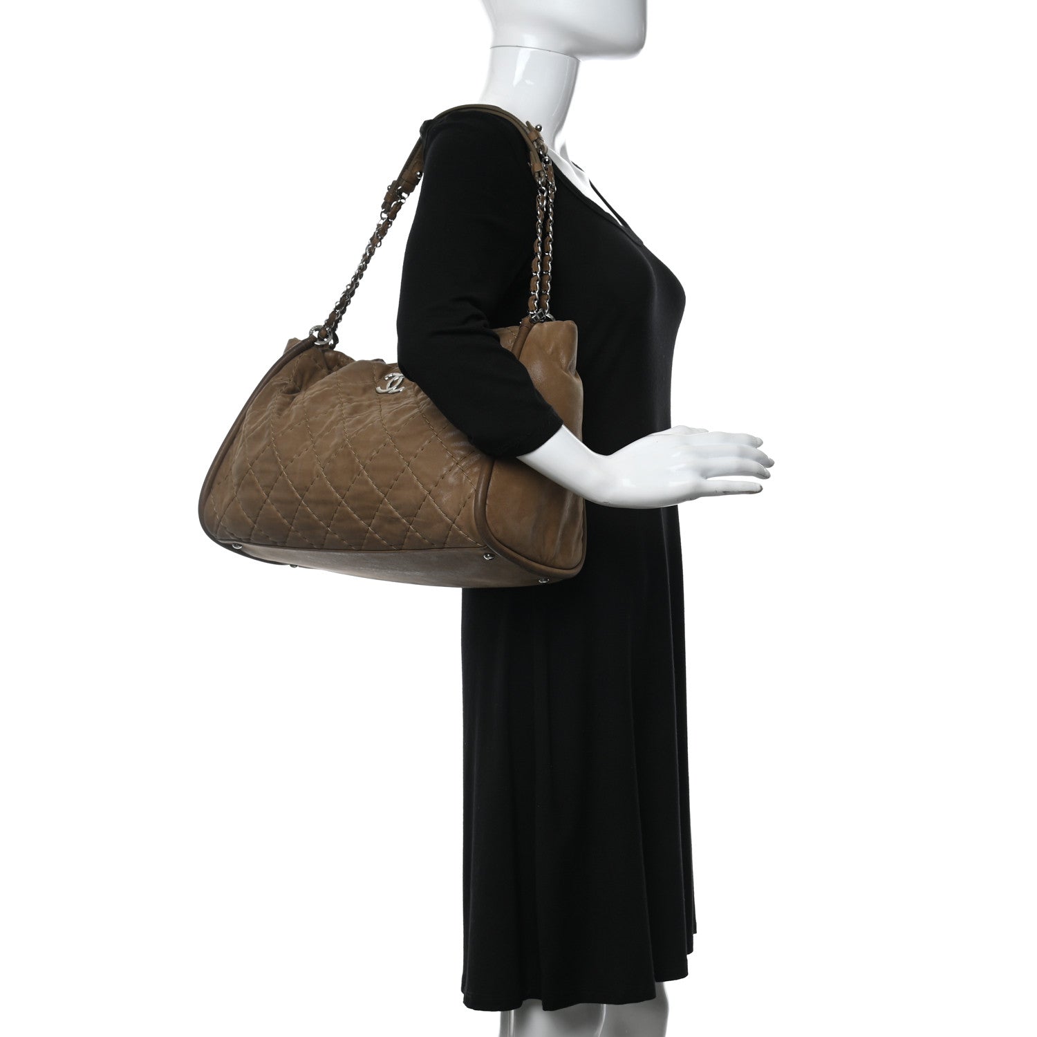 Chanel Iridescent Calfskin Quilted Relax CC Shoulder Bag Brown 2 of 9