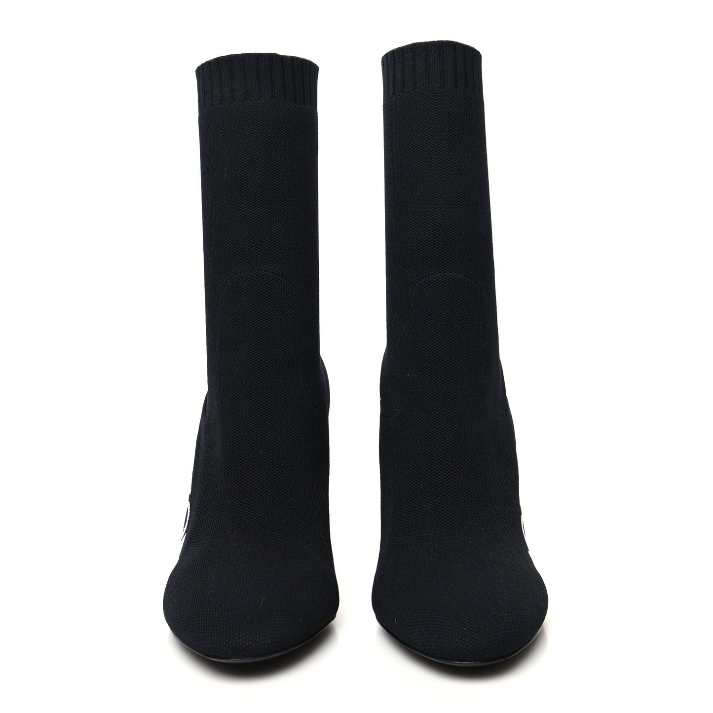 Stretch Fabric Silhouette Ankle Boots 39 Black