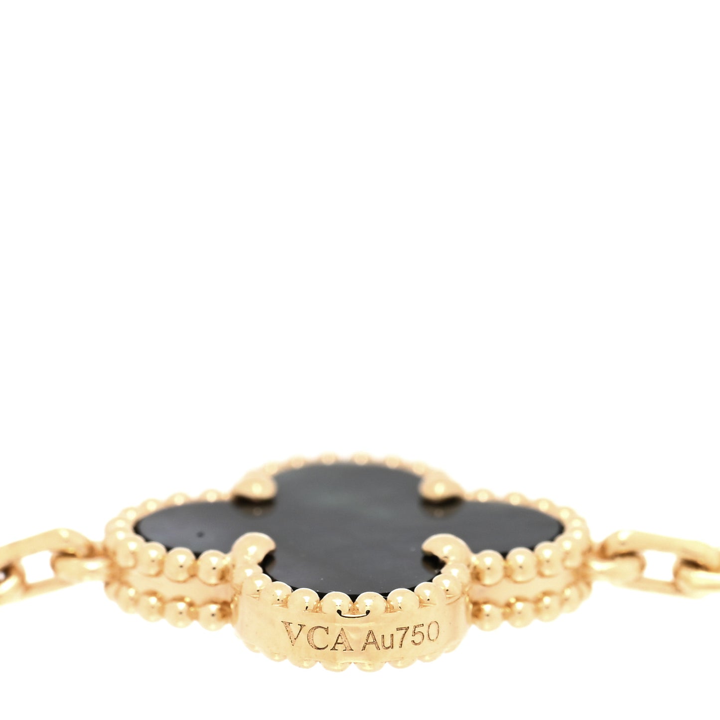 VAN CLEEF & ARPELS 18K Yellow Gold Gray Mother of Pearl 5 Motifs Vintage Alhambra Bracelet