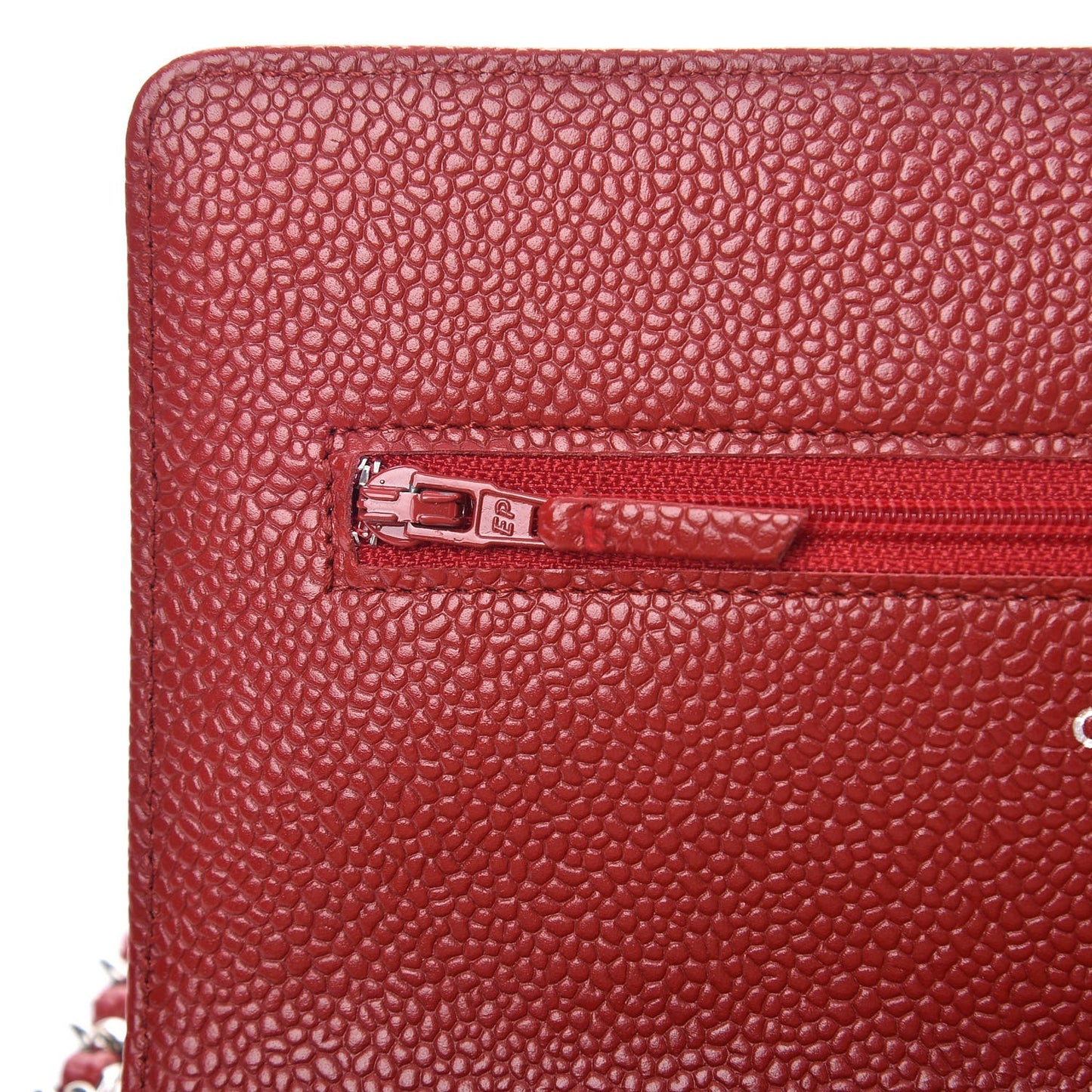 Caviar Quilted Wallet on Chain WOC Red