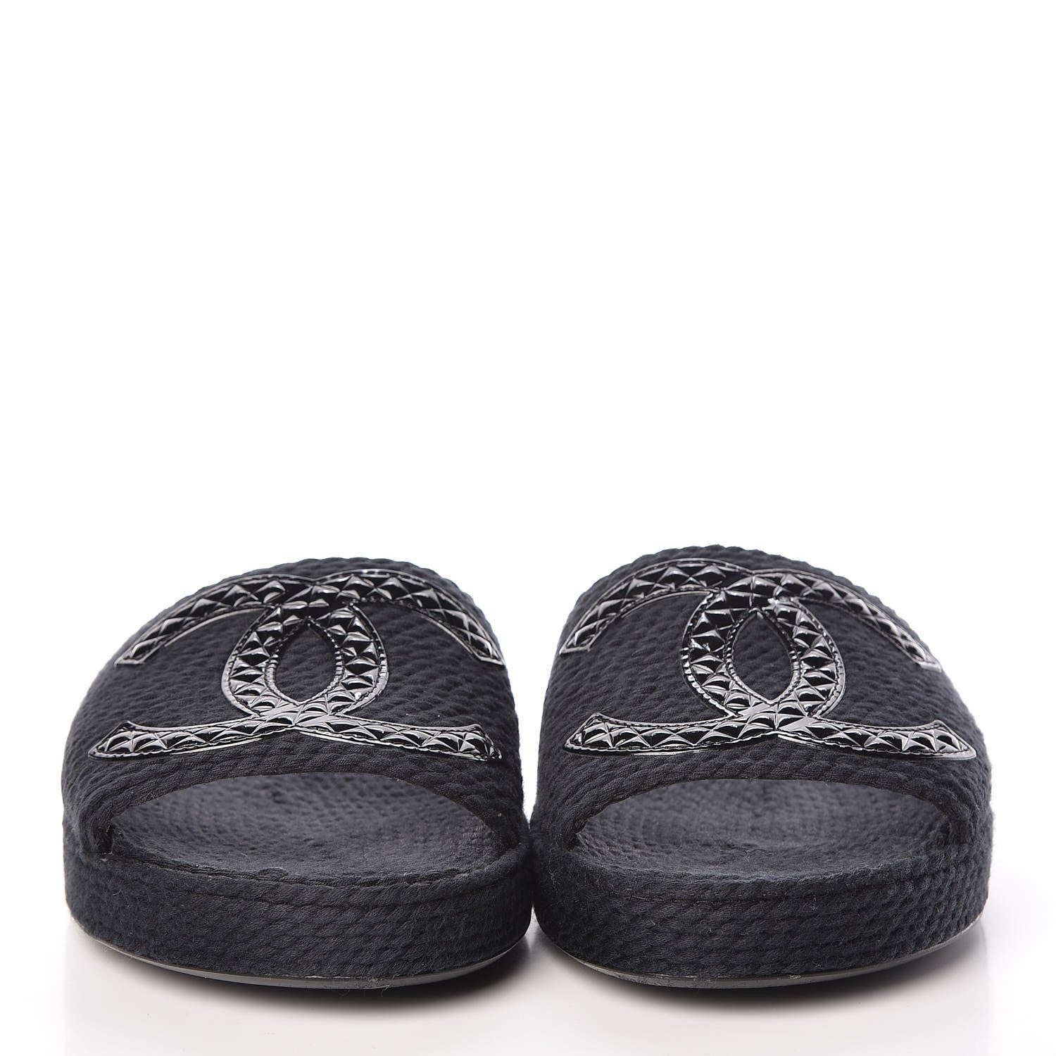 Chanel Cord CC Espadrille Slip On Sandals 40 Black 2 of 15