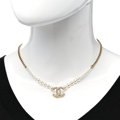 Chanel Pearl Crystal Chain CC Necklace Gold 2 of 6