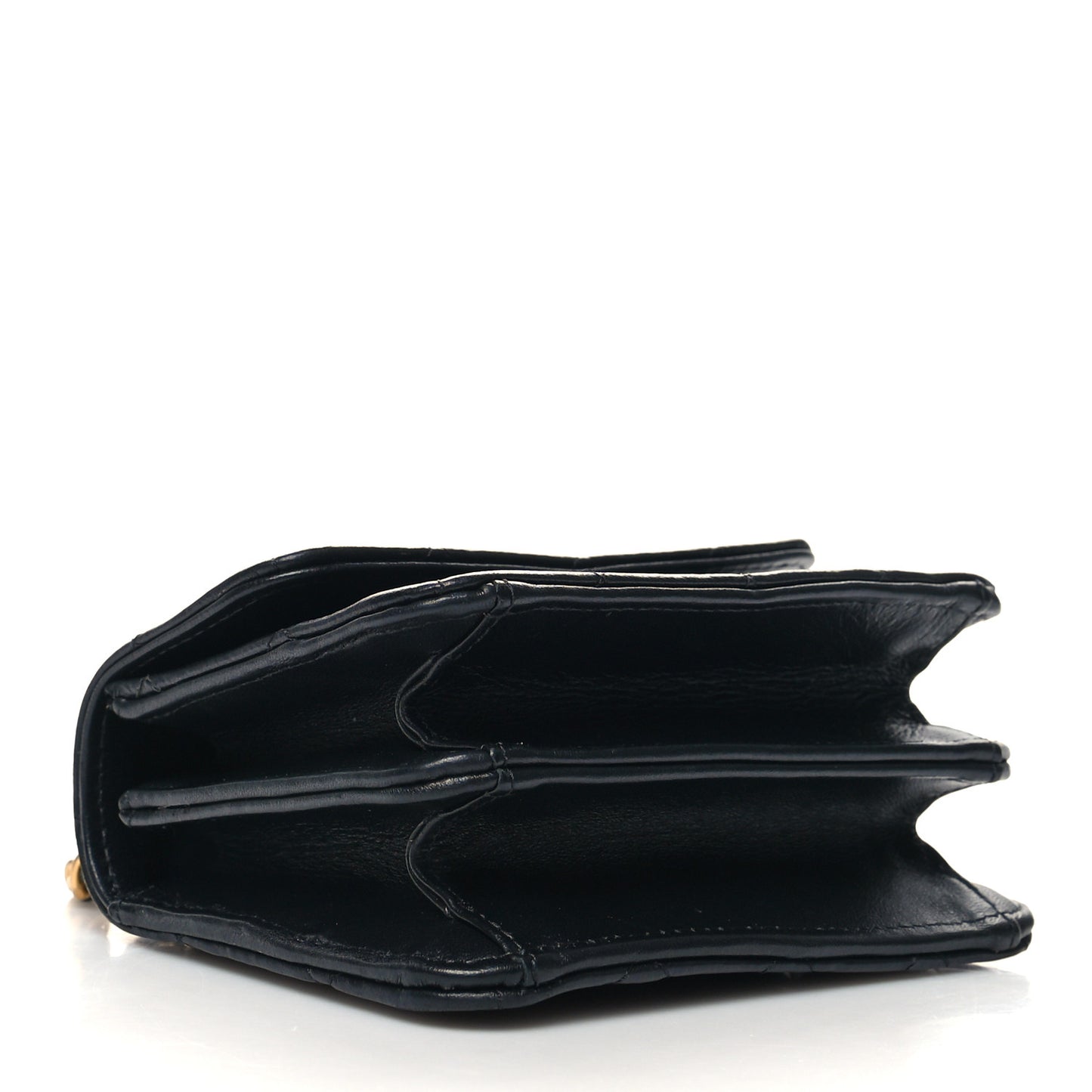 Lambskin Quilted Chain Top Handle Clutch With Chain Black