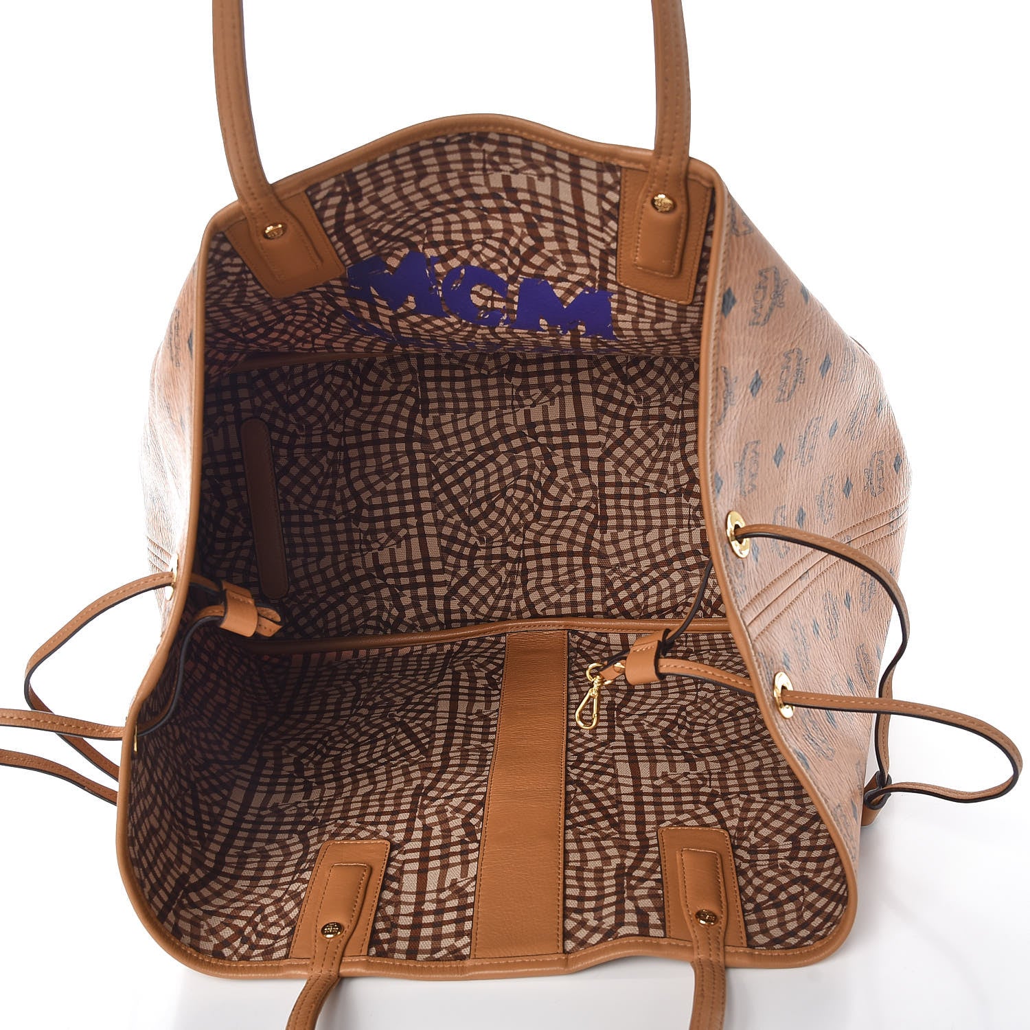 MCM Visetos Large Liz Reversible Shopper Tote Cognac 11 of 13