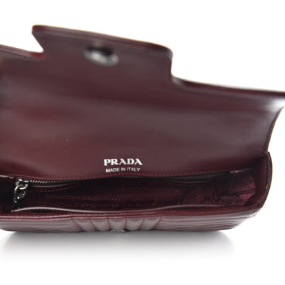 Prada Soft Calfskin Impunture Diagramme Small Chain Flap Shoulder Bag Granato 5 of 9
