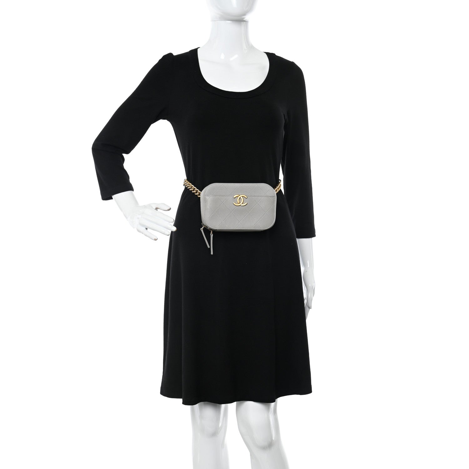 Chanel Caviar Stitched Waist Bag Light Grey 2 of 12