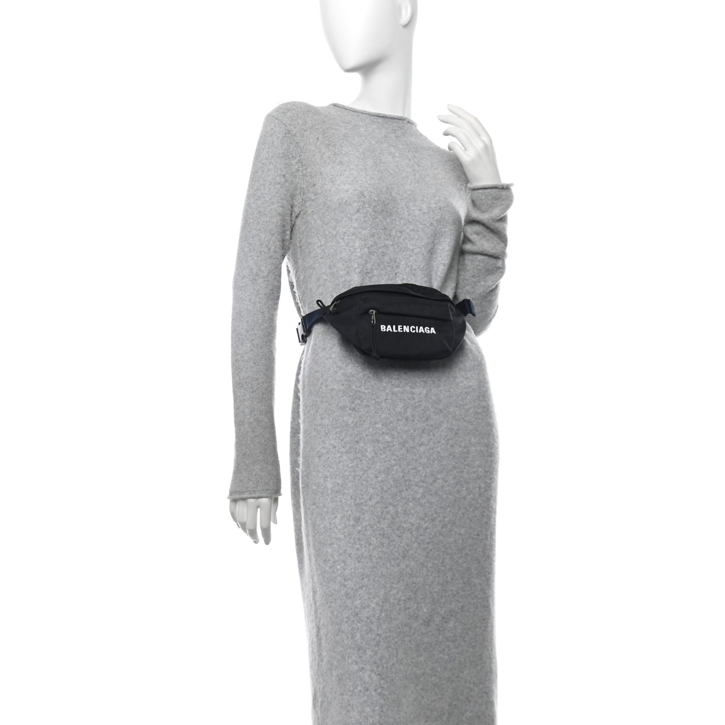 Sport Nylon Logo Embroidered Wheel Belt Bag Black White