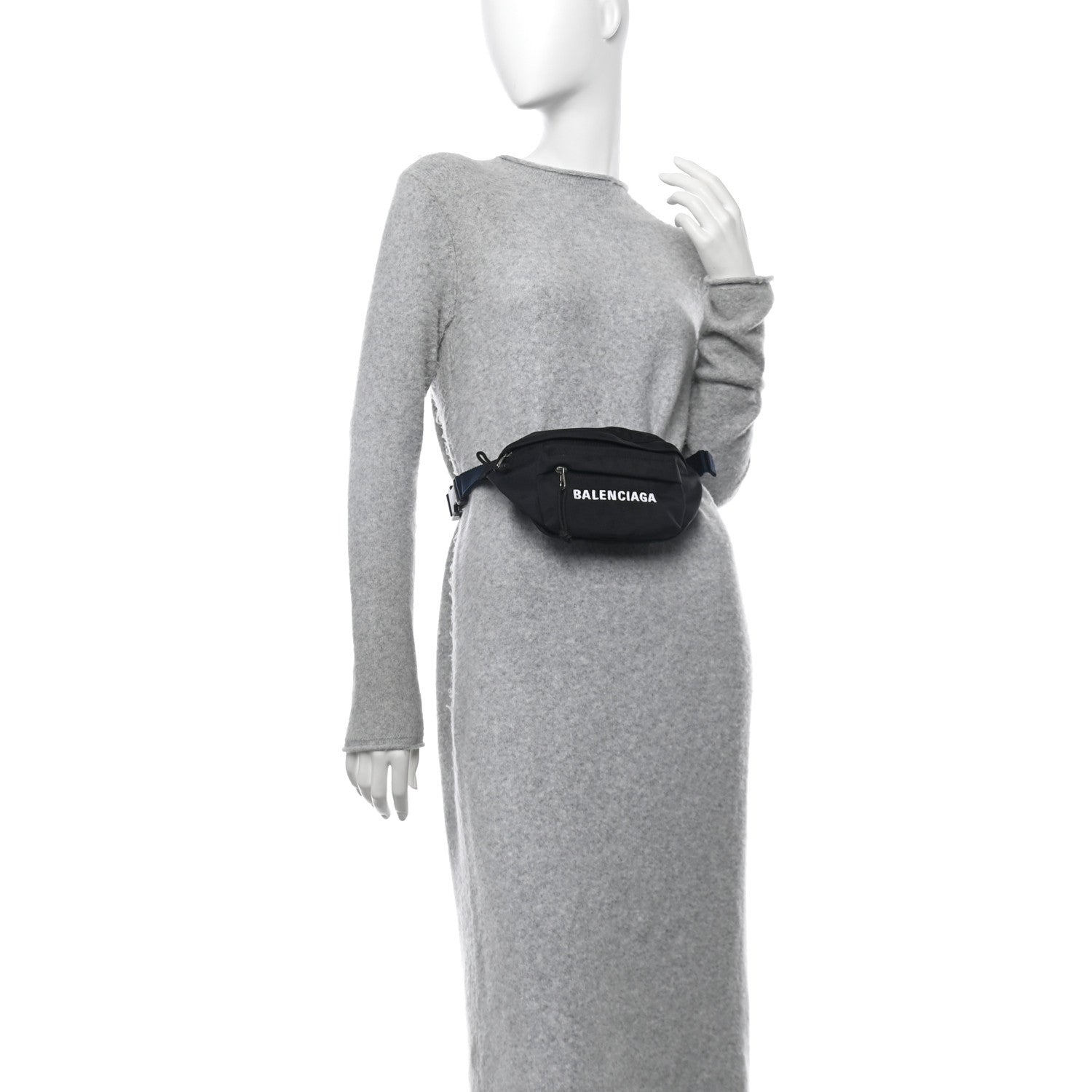 Balenciaga Sport Nylon Logo Embroidered Wheel Belt Bag Black White 2 of 9