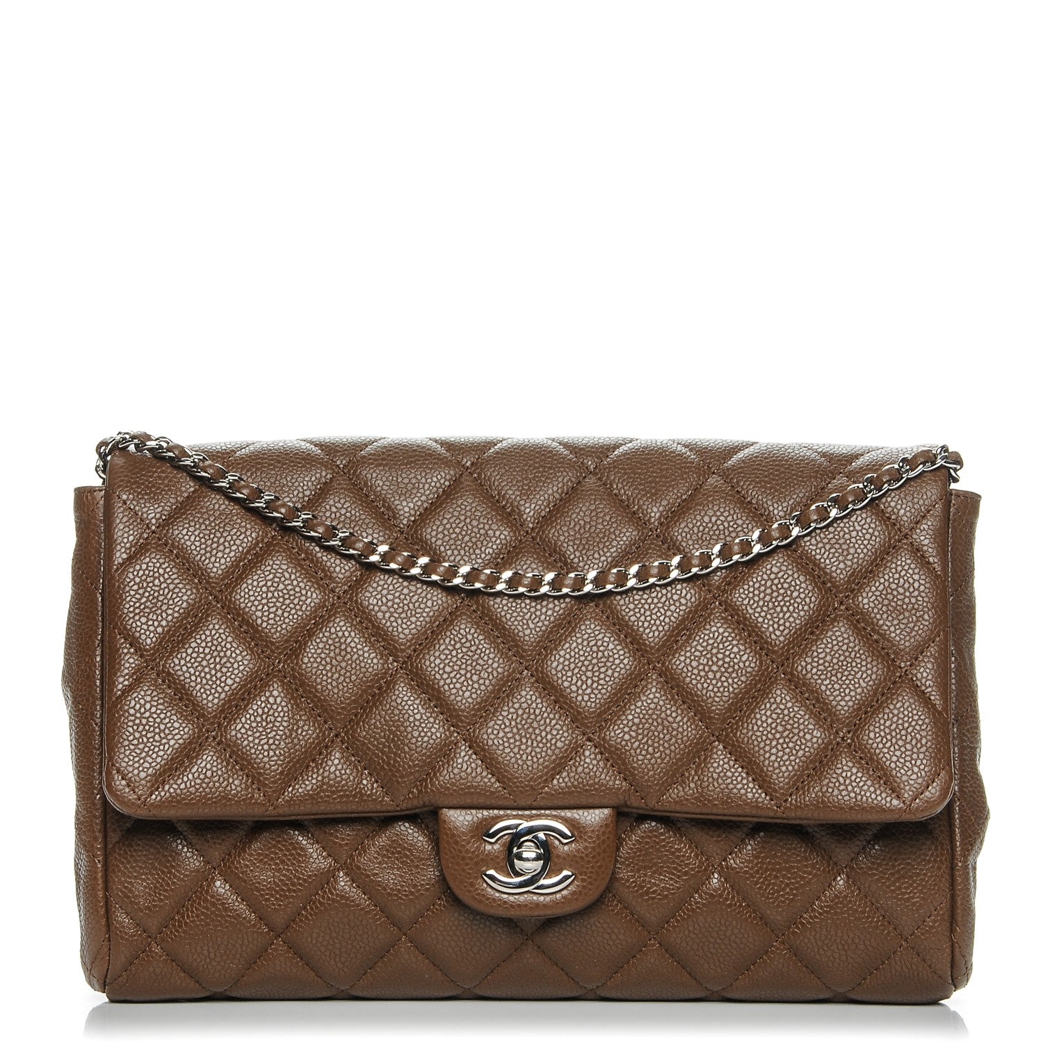 Chanel Caviar Quilted Clutch With Chain Flap Brown 1 of 7