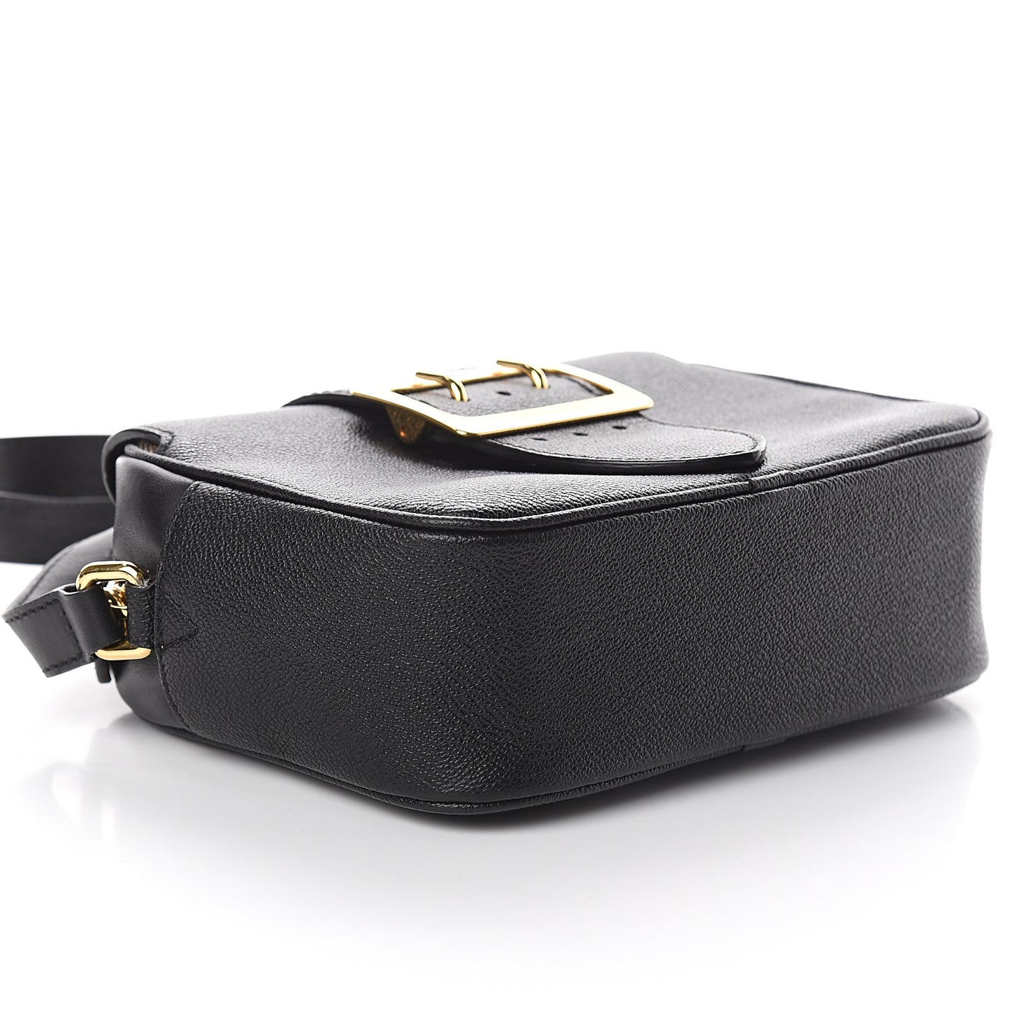 Soft Grain Calfskin Small Buckle Zip Bag Black