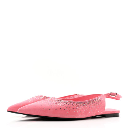 Hermes Suede Goatskin Rhinestone Brillante Ballet Flats 40 Rose Jaipur 3 of 11