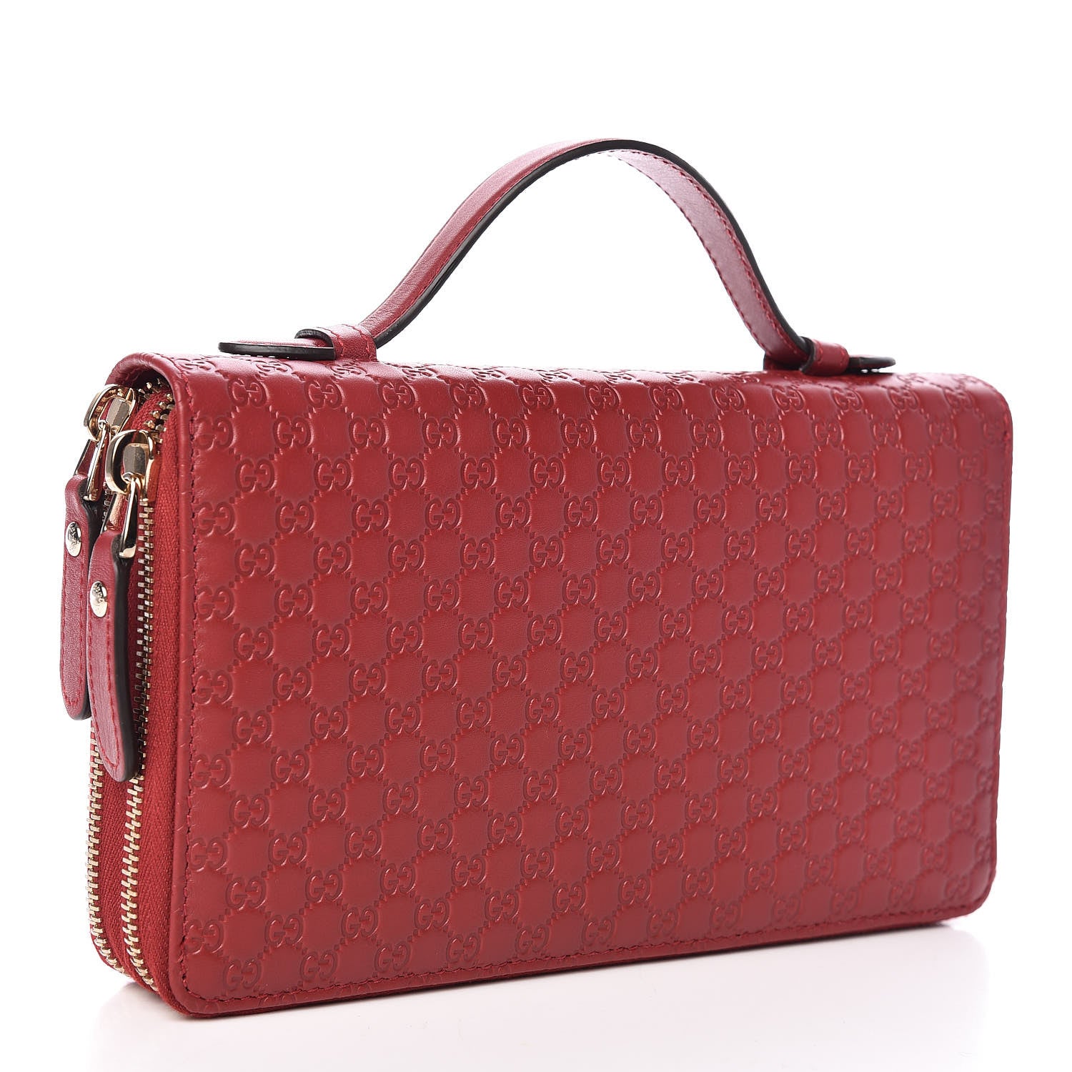 Gucci Microguccissima Zip Around Top Handle Travel Wallet Red 3 of 9