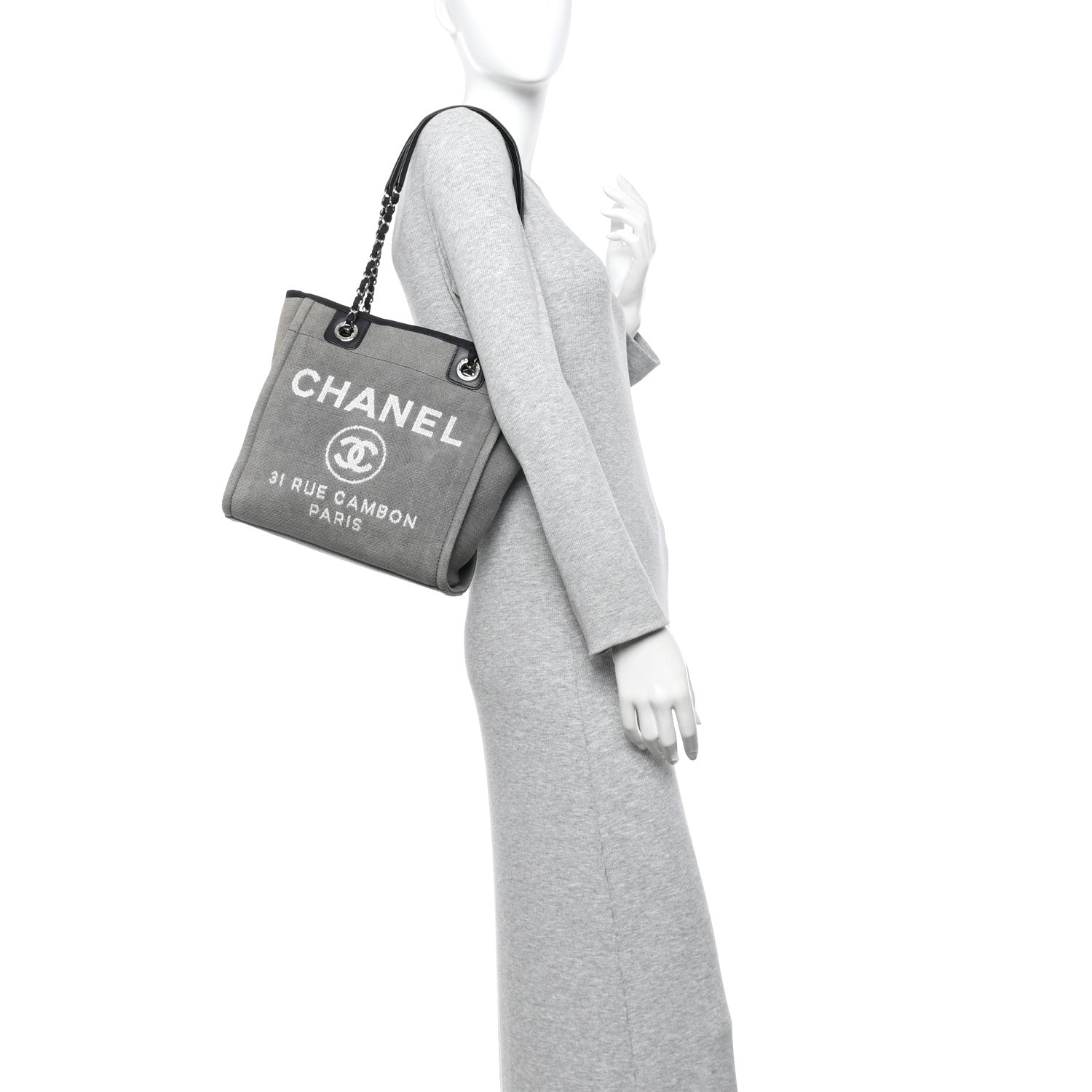 Chanel Canvas Mini Deauville Tote Dark Grey 2 of 10