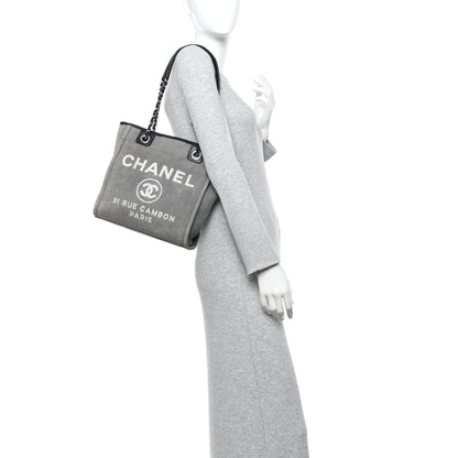 Chanel Canvas Mini Deauville Tote Dark Grey 2 of 10
