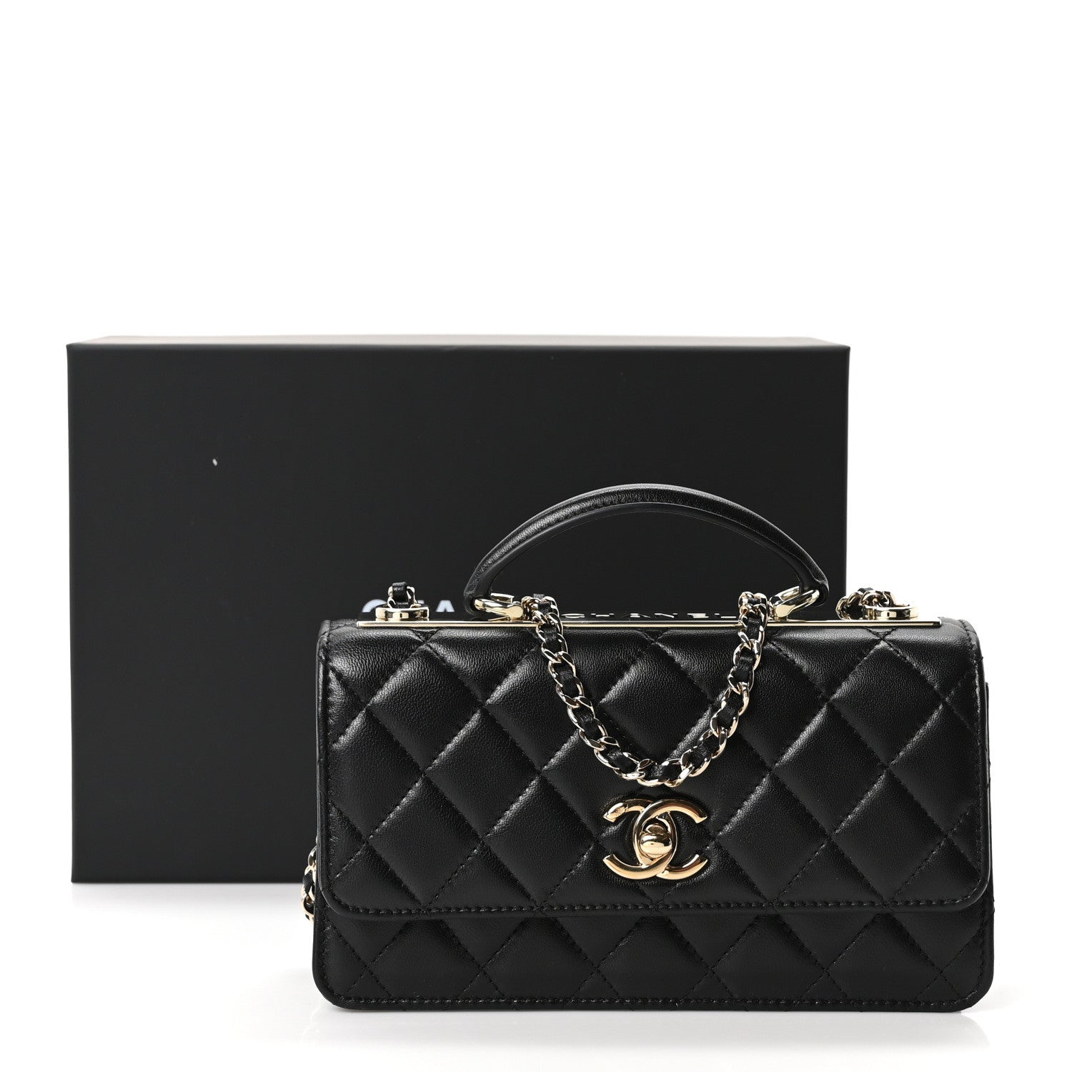 Chanel Lambskin Quilted Trendy CC Dual Handle Clutch With Chain Black 11 of 11