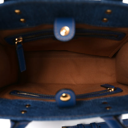 Versace Denim Calfskin La Medusa Small Tote Bag Blue 5 of 9