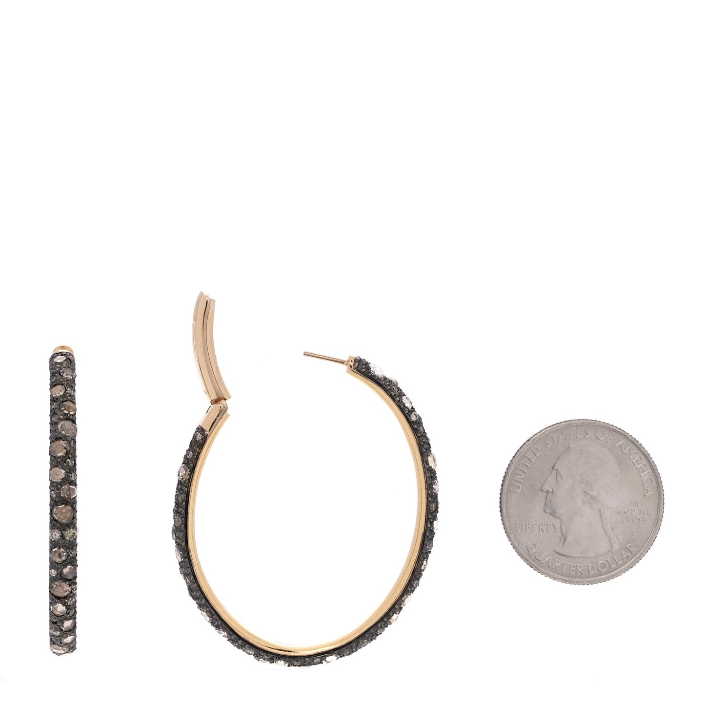 18K Rose Gold Brown Diamond Catene Hoop Earrings