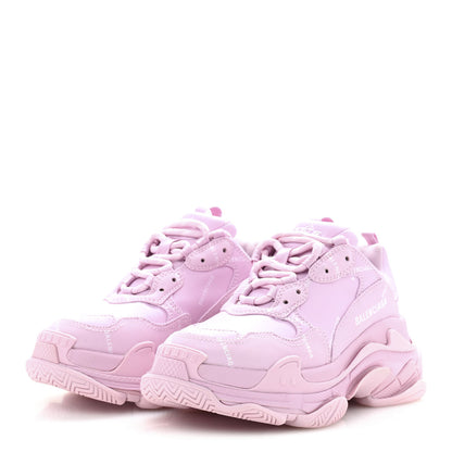 Balenciaga Technical Fabric Mesh Allover Logo Womens Triple S Sneakers 37 Pink White 4 of 9