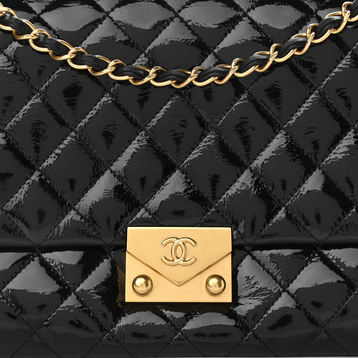 Chanel Patent Goatskin Quilted 3 Pocket Accordion Flap Black 8 of 10