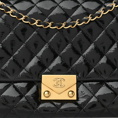 Chanel Patent Goatskin Quilted 3 Pocket Accordion Flap Black 8 of 10