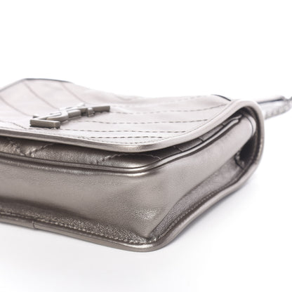 Saint Laurent Metallic Calfskin Matelasse Monogram Niki Chain Wallet Platinum 8 of 9