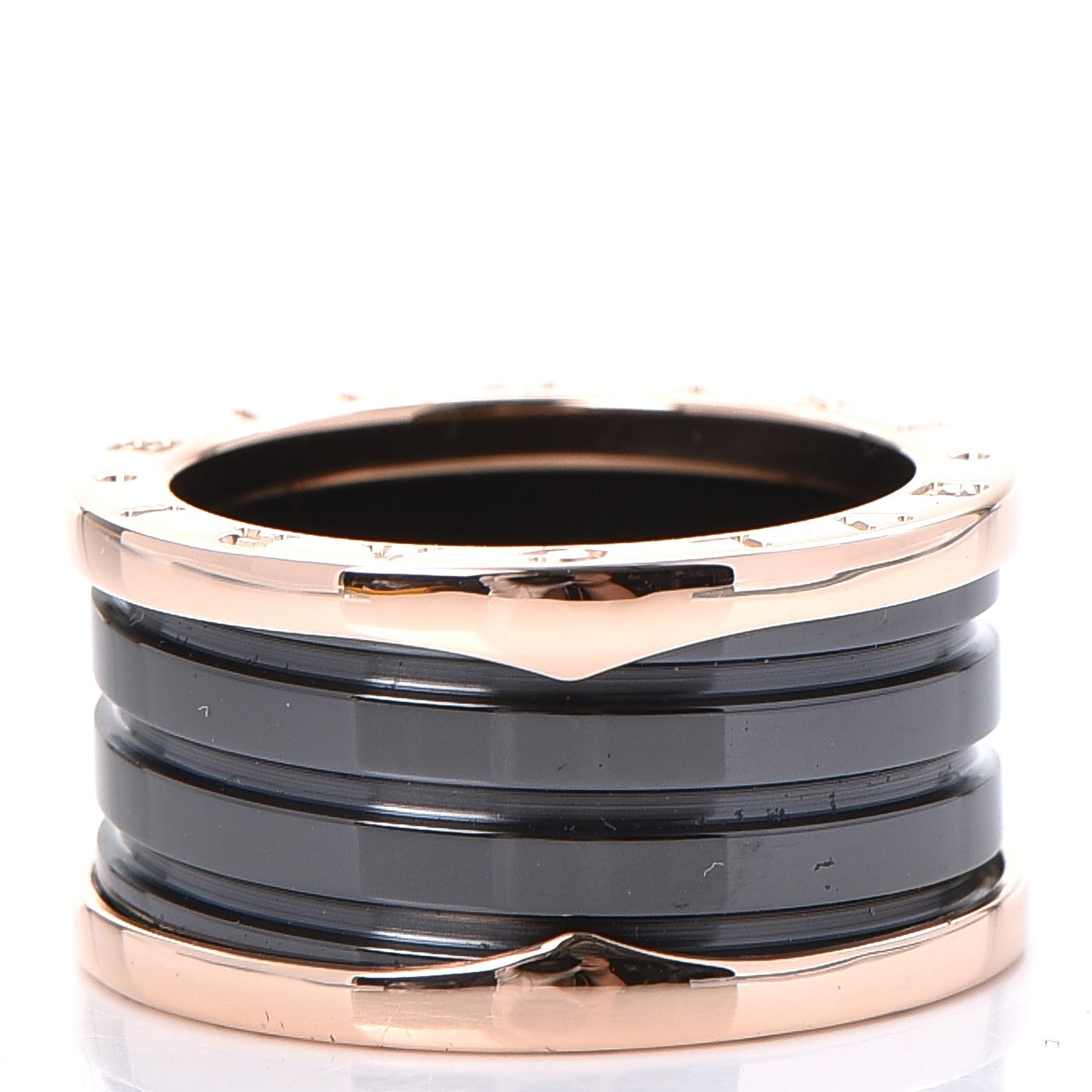 18K Rose Gold Black Ceramic B.Zero1 Four-Band Ring 57 8