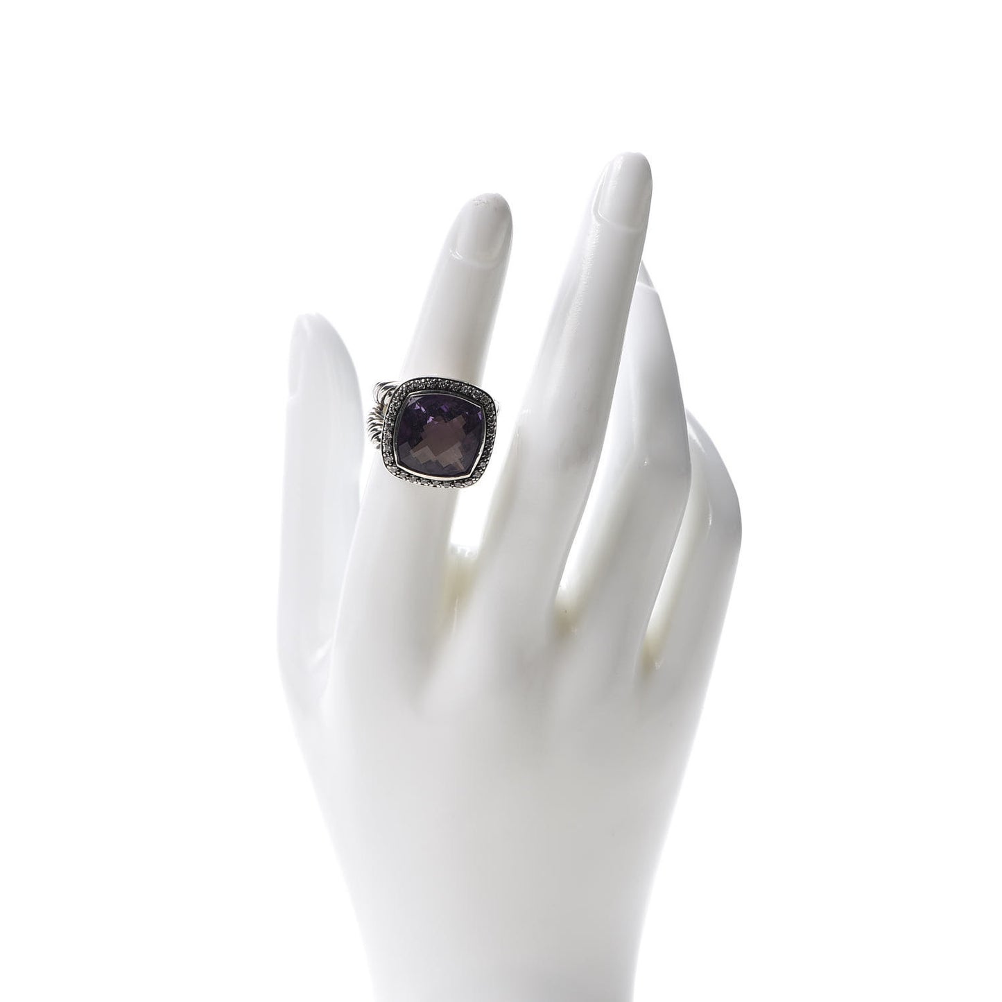 Sterling Silver Diamond Amethyst 14mm Albion Ring 52 6