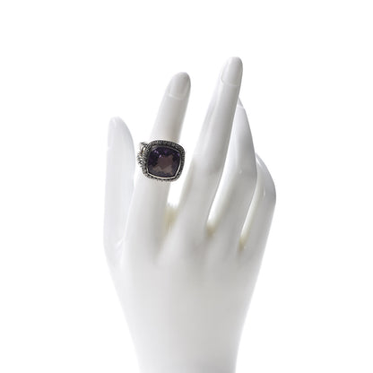 David Yurman Sterling Silver Diamond Amethyst 14mm Albion Ring 52 6 2 of 5