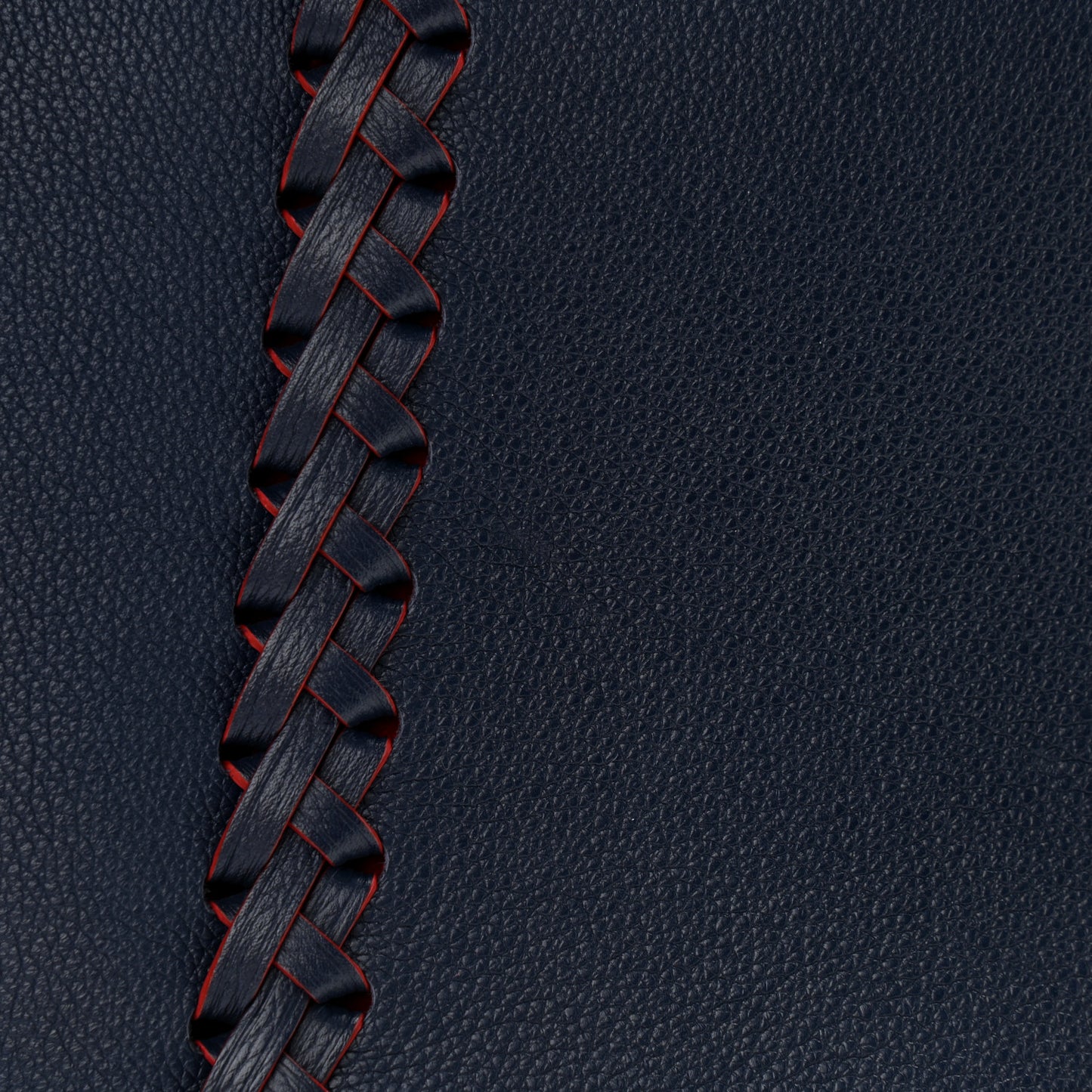 Calfskin Braided Lockme Cabas Marine Rouge