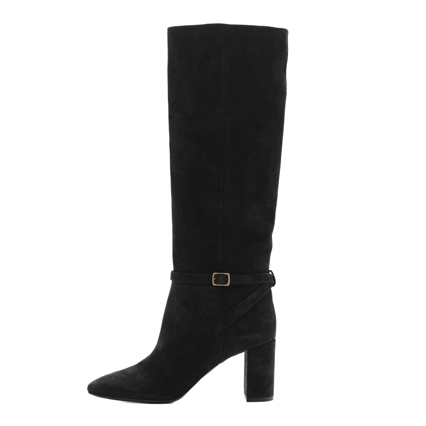 Suede Lou 75 Harness Knee High Boots 39.5 Black