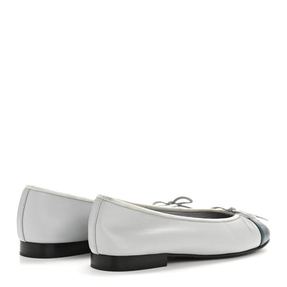 Chanel Lambskin Cap Toe CC Ballerina Flats 36.5 Light Blue Turquoise 5 of 9