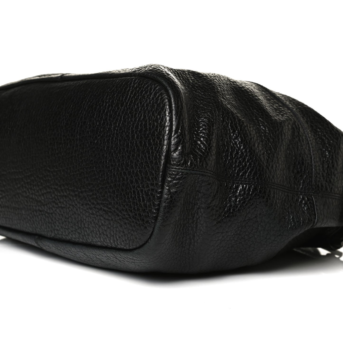 Glazed Pebbled Calfskin Large Nightingale Black