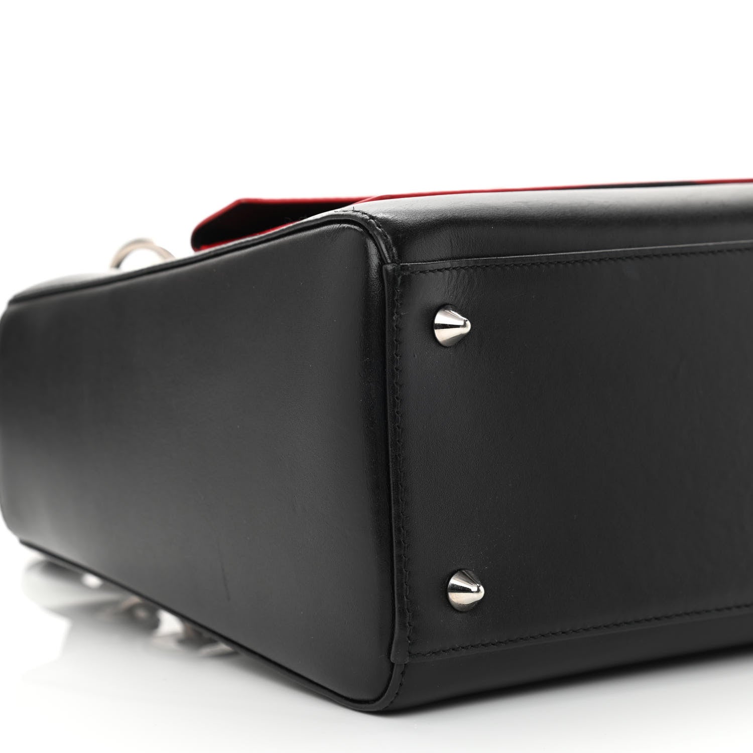 Christian Dior Calfskin Pockets Medium Lady Dior Black Red Grey 9 of 10