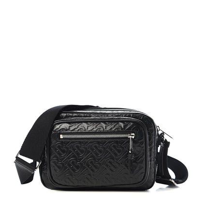 Burberry Calfskin Embossed Monogram Small Camera Bag Black 1 of 9