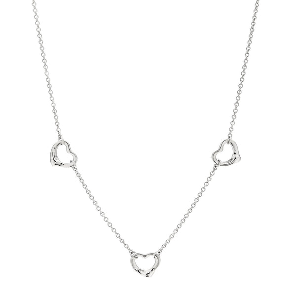 Tiffany Sterling Silver Elsa Peretti 3 Open Hearts Necklace