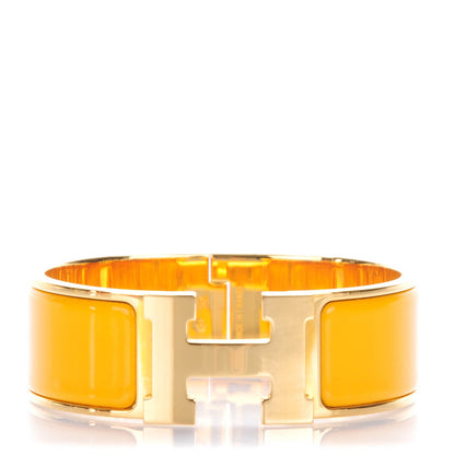 Hermes Enamel Wide Clic Clac H Bracelet PM Jaune Soleil 1 of 6